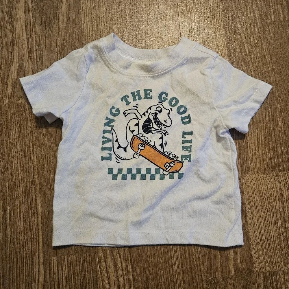Carter's White Dinosaur Skateboard Tee